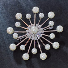 Load image into Gallery viewer, 1960&#39;s Modern Vintage Sputnik Chandelier Pearl Atomic Brooch Pin
