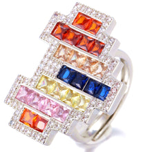 Load image into Gallery viewer, Cheerful Color Zircon Stones Heart Shaped Finger Rings for Costume Jewelry
