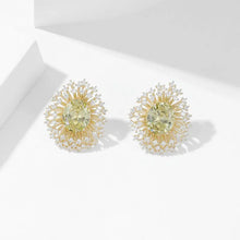 Load image into Gallery viewer, Splendid Olive Green Pink Blue Burst Oval Stud Earrings Fancy Firework Jewelry

