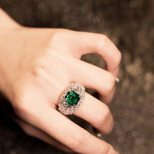 Load image into Gallery viewer, Stunning Blossom &amp;Green Zircon Square Stone Promise Rings Size 7  8
