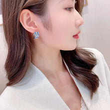 Load image into Gallery viewer, Gorgeous White and Blue Circlet Bowtie Stud Earrings for Girls Gift
