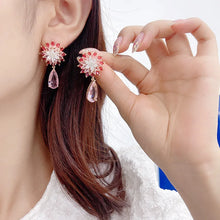 Load image into Gallery viewer, Gorgeous Multi-Tiered Snowflake Pear Drop Earrings for Cocktail Dressy Jewelry
