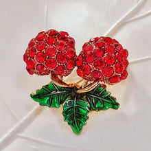 Load image into Gallery viewer, Cute Red Crystal Cherry Pin Brooch for Women Girl Accessory
