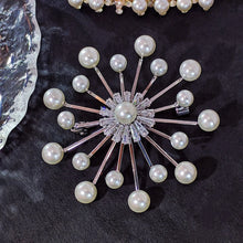Load image into Gallery viewer, 1960&#39;s Modern Vintage Sputnik Chandelier Pearl Atomic Brooch Pin
