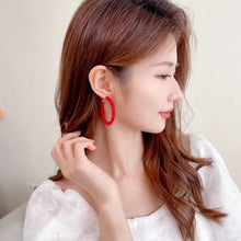 Load image into Gallery viewer, Chic Fashion Full Red Black Clear Dark Blue Crystal Hoop Earrings Daily Wear Accessory
