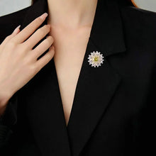 Load image into Gallery viewer, Shiny Baguette Cut CZ Accent Pink Yellow Green Sunflower Pin Lapel Collar Jewelry
