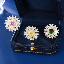 Load image into Gallery viewer, Shiny Baguette Cut CZ Accent Pink Yellow Green Sunflower Pin Lapel Collar Jewelry
