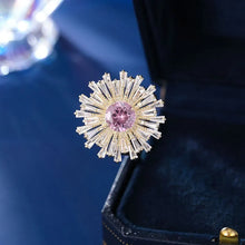 Load image into Gallery viewer, Shiny Baguette Cut CZ Accent Pink Yellow Green Sunflower Pin Lapel Collar Jewelry
