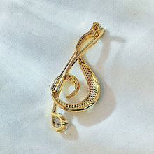 Load image into Gallery viewer, Shiny Gold Tone CZ G Clef Music Note Pin Brooch Gift Jewelry

