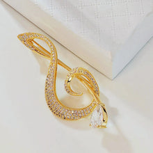 Load image into Gallery viewer, Shiny Gold Tone CZ G Clef Music Note Pin Brooch Gift Jewelry
