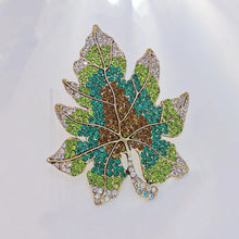 Load image into Gallery viewer, Sparkles Statement Oversize Green Crystal Leaf Brooch Pin Costume Jewelry
