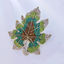Load image into Gallery viewer, Sparkles Statement Oversize Green Crystal Leaf Brooch Pin Costume Jewelry
