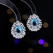Load image into Gallery viewer, Splendid Olive Green Pink Blue Burst Oval Stud Earrings Fancy Firework Jewelry
