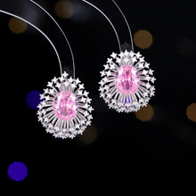 Load image into Gallery viewer, Splendid Olive Green Pink Blue Burst Oval Stud Earrings Fancy Firework Jewelry
