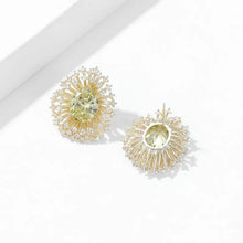 Load image into Gallery viewer, Splendid Olive Green Pink Blue Burst Oval Stud Earrings Fancy Firework Jewelry

