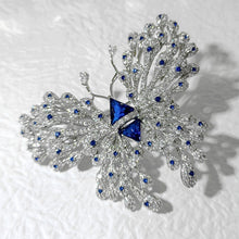 Load image into Gallery viewer, Stunning Designer Peacock Feather Shaped Wing Blue Butterfly Brooch Pin
