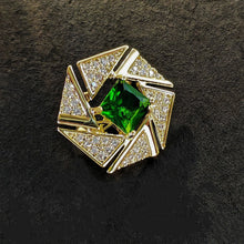 Load image into Gallery viewer, Stunning Triangle Surrounded Green Stone Centered Geometric Pin Lapel Jewelry
