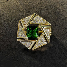 Load image into Gallery viewer, Stunning Triangle Surrounded Green Stone Centered Geometric Pin Lapel Jewelry
