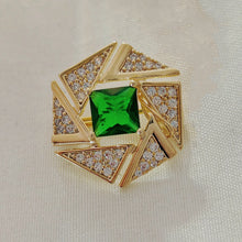 Load image into Gallery viewer, Stunning Triangle Surrounded Green Stone Centered Geometric Pin Lapel Jewelry
