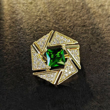 Load image into Gallery viewer, Stunning Triangle Surrounded Green Stone Centered Geometric Pin Lapel Jewelry

