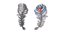 Load image into Gallery viewer, Stunning Vintage Blue Green Peacock Feather Earrings  Statement Costume Jewelry
