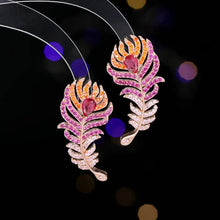 Load image into Gallery viewer, Stunning Vintage Blue Green Peacock Feather Earrings  Statement Costume Jewelry
