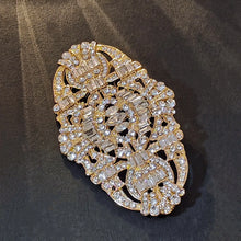 Load image into Gallery viewer, Victorian Antique Stylish Gold-tone Art nouveau Oval Rhinestone Brooch Pin Costume Jewelry
