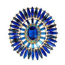 Load image into Gallery viewer, Vintage AB Accent Large Blue Crystal Oval Brooch Badge Pin Statement Jewelry
