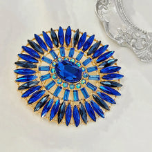 Load image into Gallery viewer, Vintage AB Accent Large Blue Crystal Oval Brooch Badge Pin Statement Jewelry
