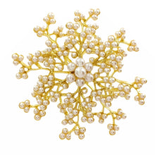 Load image into Gallery viewer, Vintage Elegant Gold Thread Imitated White Pearls Flower Bridal Bouquet Brooch Pin Spray Jewelry
