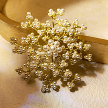 Load image into Gallery viewer, Vintage Elegant Gold Thread Imitated White Pearls Flower Bridal Bouquet Brooch Pin Spray Jewelry
