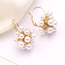 Load image into Gallery viewer, Jewelblings Antique Gold Tone Sprouted and Cluster Mini Pearls Clip Earrings Atomic Ear Hook Jewelry
