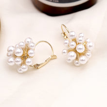 Load image into Gallery viewer, Jewelblings Antique Gold Tone Sprouted and Cluster Mini Pearls Clip Earrings Atomic Ear Hook Jewelry

