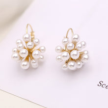 Load image into Gallery viewer, Jewelblings Antique Gold Tone Sprouted and Cluster Mini Pearls Clip Earrings Atomic Ear Hook Jewelry
