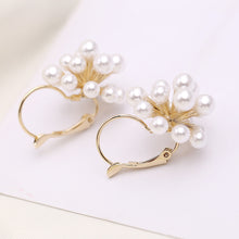 Load image into Gallery viewer, Jewelblings Antique Gold Tone Sprouted and Cluster Mini Pearls Clip Earrings Atomic Ear Hook Jewelry
