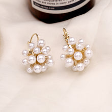 Load image into Gallery viewer, Jewelblings Antique Gold Tone Sprouted and Cluster Mini Pearls Clip Earrings Atomic Ear Hook Jewelry
