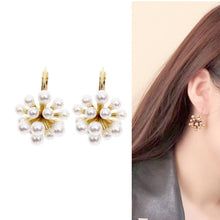 Load image into Gallery viewer, Jewelblings Antique Gold Tone Sprouted and Cluster Mini Pearls Clip Earrings Atomic Ear Hook Jewelry

