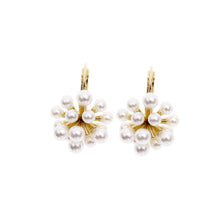 Load image into Gallery viewer, Jewelblings Antique Gold Tone Sprouted and Cluster Mini Pearls Clip Earrings Atomic Ear Hook Jewelry
