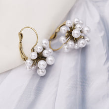 Load image into Gallery viewer, Jewelblings Antique Gold Tone Sprouted and Cluster Mini Pearls Clip Earrings Atomic Ear Hook Jewelry
