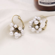 Load image into Gallery viewer, Jewelblings Antique Gold Tone Sprouted and Cluster Mini Pearls Clip Earrings Atomic Ear Hook Jewelry
