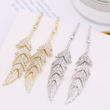 Load image into Gallery viewer, Jewelblings Glitter CZ Long Feather Drop Earrings
