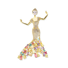 Load image into Gallery viewer, Jewelblings Gorgeous Dancing Beauty in Mermaid Dress Brooch Pin Princess Jewelry
