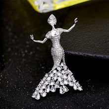 Load image into Gallery viewer, Jewelblings Gorgeous Dancing Beauty in Mermaid Dress Brooch Pin Princess Jewelry
