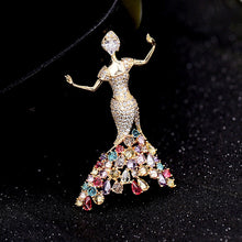 Load image into Gallery viewer, Jewelblings Gorgeous Dancing Beauty in Mermaid Dress Brooch Pin Princess Jewelry
