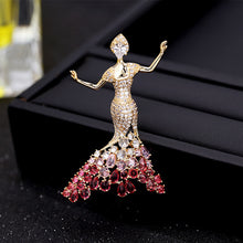Load image into Gallery viewer, Jewelblings Gorgeous Dancing Beauty in Mermaid Dress Brooch Pin Princess Jewelry
