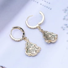 Load image into Gallery viewer, Jewelblings Dazzling Gold Tone Clip Stud and Green Christmas Tree Drop Earrings Winter Holiday Party Jewelry
