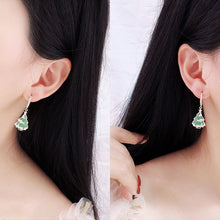 Load image into Gallery viewer, Jewelblings Dazzling Gold Tone Clip Stud and Green Christmas Tree Drop Earrings Winter Holiday Party Jewelry
