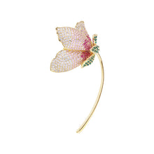 Load image into Gallery viewer, Jewelblings Fashion Elegant Long Curled Stem Lotus Dancing in Wind Brooch Pin Glitter Jewelry
