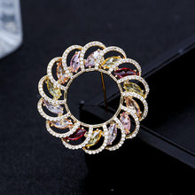 Load image into Gallery viewer, Jewelblings Designer Opens Circlet Round Shaped Multi Color Stones Brooch Pin Floral Pattern Jewelry
