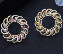 Load image into Gallery viewer, Jewelblings Designer Opens Circlet Round Shaped Multi Color Stones Brooch Pin Floral Pattern Jewelry

